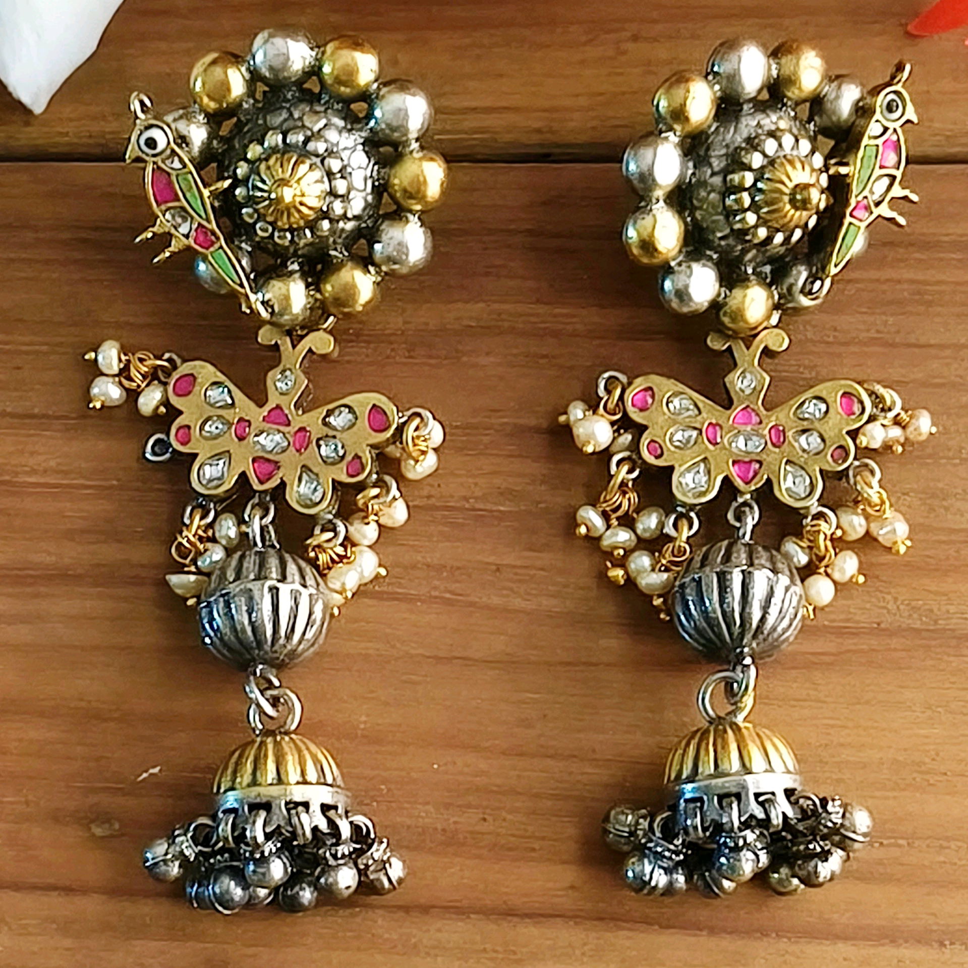 Gharana Titli Earrings in Dual Tone